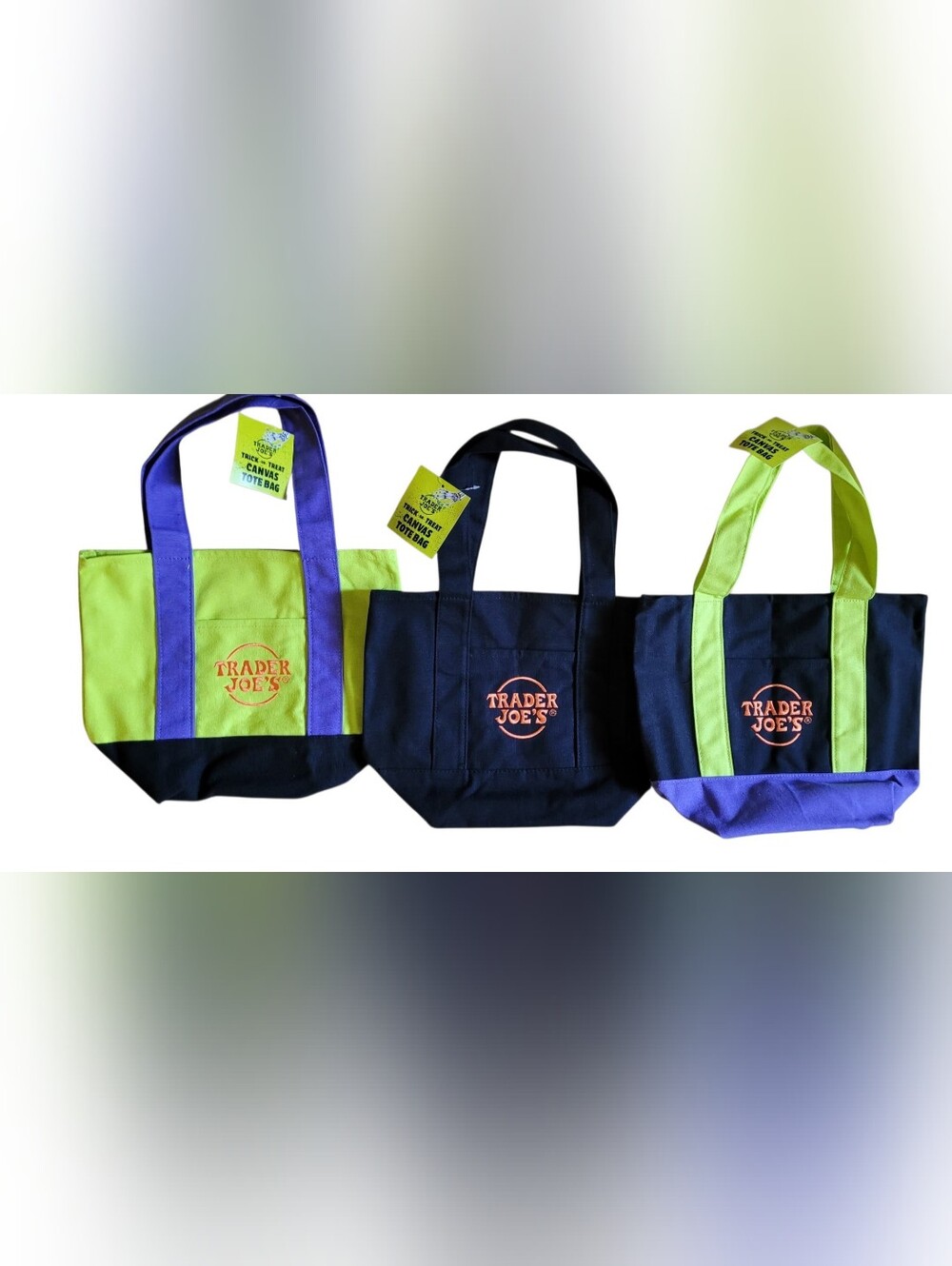 Trader Joe's Halloween Limited Edition MINI TOTE BAGS, Set Of 3, New With Tags - Picture 2 of 11